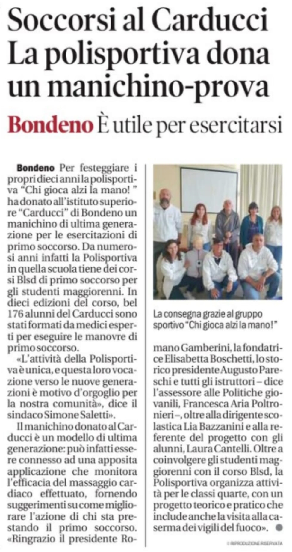 articolo donazione carducci